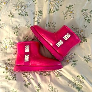 UGG Classic Mini Waterproof Clear Boot Hot Pink
